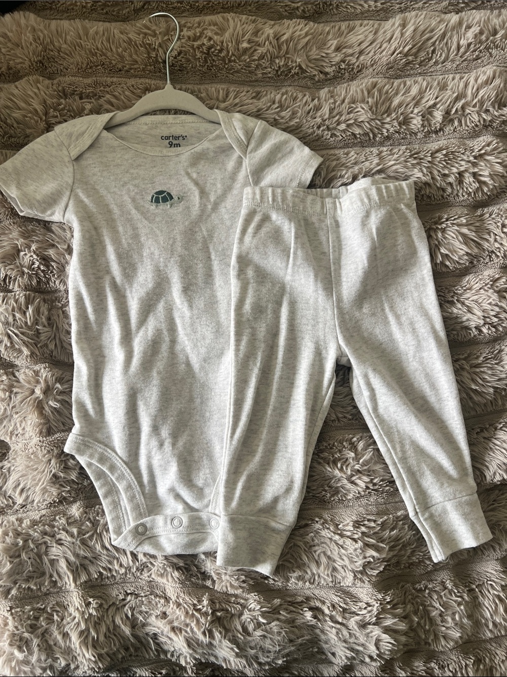 Carter's Gray Baby One-Piece and Pants Set with Turtle Motif